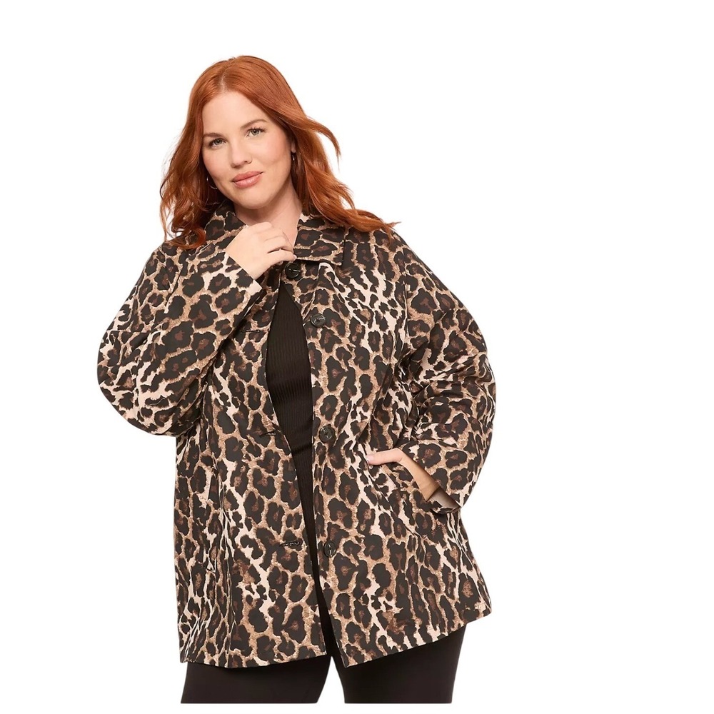 NWT Lane Bryant Leopard Print Cotton Canvas Car Coat Jacket Plus Size 22/24 New